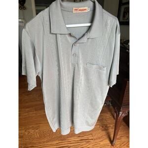VTG 50' 60's FUSHI Silk Textured Knit Gray ROCKABILLY Short Sleeve Shirt